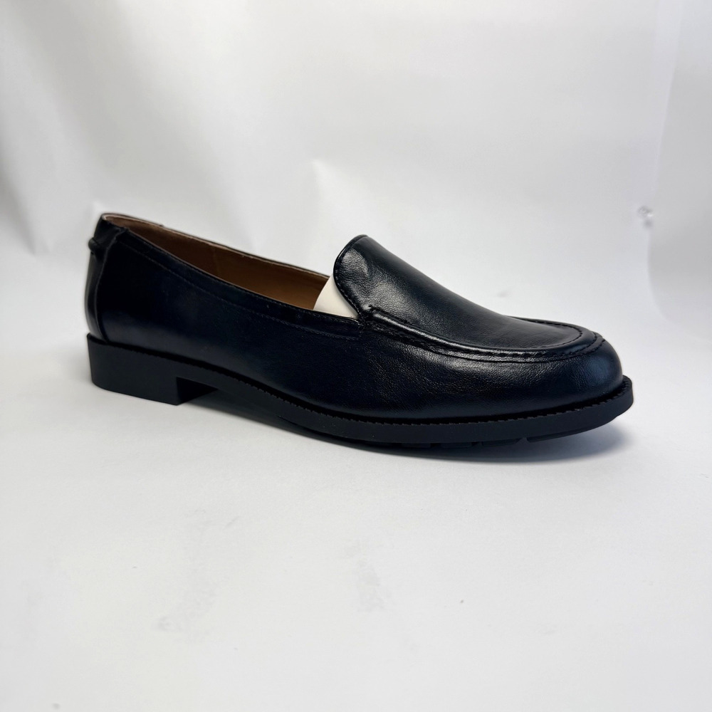 Adrienne Vittadini Wave Womens Black Leather Loafers Slip On Comfort Shoes 11M